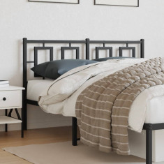 vidaXL Tăblie de pat metalică, negru, 135 cm