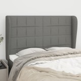 vidaXL Tăblie de pat cu aripioare gri &icirc;nchis 147x23x118/128 cm textil