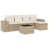 Set canapele de gradina cu perne, 6 piese, bej, poliratan