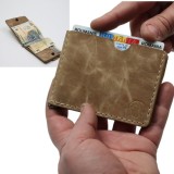 Cumpara ieftin Portofel minimalist din piele naturala, Loki, Crem, lucrat si cusut manual, handmade