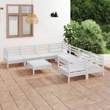 Cumpara ieftin Gossi set mobilier de gradina, 9 piese, alb, lemn masiv de pin