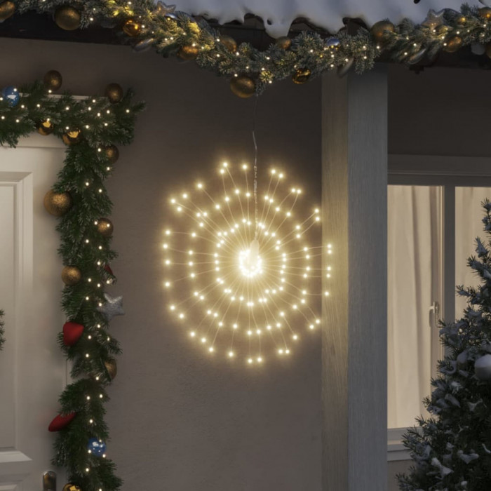 vidaXL Lumini stelare de Crăciun 140 LED-uri, 2 buc., alb cald, 17 cm