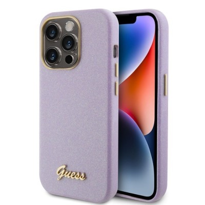 Husa pentru iPhone 15 Pro - Guess Glitter Glossy Script (GUHCP15LPGMCSL) - Light Purple foto