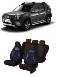 Cumpara ieftin Set huse scaune compatibile Dacia Duster 2010-2017 Piele + Textil (Compatibile cu sistem AIRBAG)