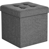 SONGMICS Taburet cu sezut moale, spatiu de depozitare, maxim 300kg, 38x38x38cm, gri inchis Household NewTrend