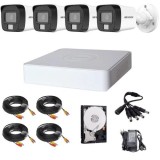 Sistem de supraveghere analog Hikvision 4 camere 5MP Dual Light Audio, DVR 4 canale 5MP, HDD si accesorii SafetyGuard Surveillance