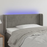 Cumpara ieftin Tăblie de pat cu LED, gri deschis, 83x16x78/88 cm, catifea