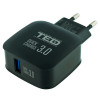 Alimentator Incarcator de la retea la 1x USB 3.0A 18W Negru Fast Charge A10 TED500086, Oem