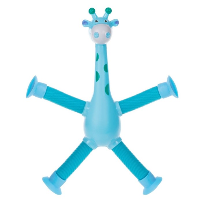 Jucărie Fidget Pop, Model Girafă, Picioare Tubulare, Lumină, Bleu, 18cm