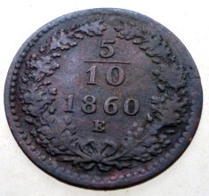 F.246 AUSTRIA 5/10 KREUZER 1860 E RARA