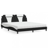 VidaXL Pat, Viana, cu saltea, alb și negru, 180x200 cm, piele ecologică 3208815