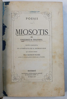 MIOSOTIS - POESII de GRIGORIE H . GRANDEA , 1865 , EDITIA I* foto