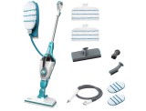 Mop cu aburi BLACK+DECKER si manusa STEAMITT, 8 accesorii, Multifunctional, 1300W, FSMH1351SM-QS - RESIGILAT, Black + Decker