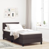 vidaXL Pat Box Spring cu Saltea &amp; LED Maro &Icirc;nchis 100x200 cm Țesătură