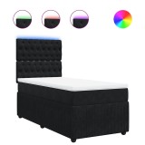Cumpara ieftin Pat box spring cu saltea, negru, 80x200 cm, catifea