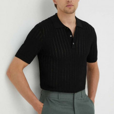 Bruuns Bazaar tricou polo River Saint barbati, culoarea negru, modelator