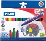 Carioci Milan Maxi, 12 culori, lavabile, varf conic, set desen artistic