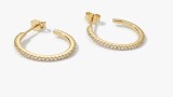 Cercei Argint 925 Aurit Semi-Rotunzi Zirconii Pavaj 20mm Tift Surub Femei
