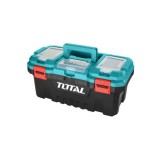 Cutie pentru scule Total, 436 x 220 mm, polipropilena, tava plastic inclusa, maxim 15 kg, Negru/Turcoaz