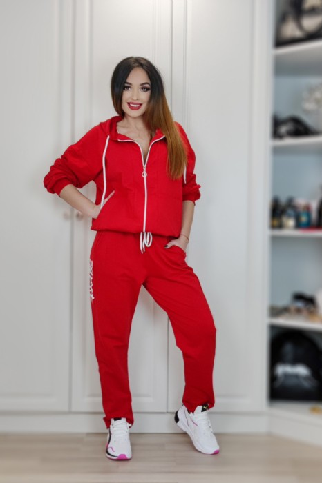 B656-3 Trening sport oversize cu print &quot;Fashion Style&quot; alcatuit din 2 piese