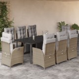 Set de masa pentru gradina, 9 piese, cu perne, bej, poliratan GartenMobel Dekor, vidaXL