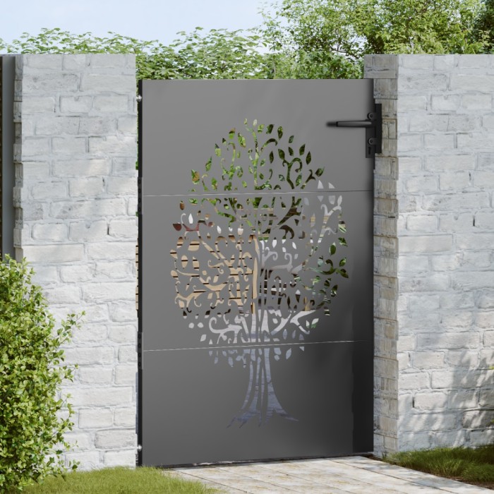 vidaXL Poartă de grădină Negru 100 x 150 cm Oțel vopsit &icirc;n pulbere