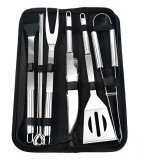 Set ustensile gratar, 9 piese, cutit, furculita, cleste, perie, otel, 800g, 38,5 x 12 x 5cm, argintiu, Pro Cart