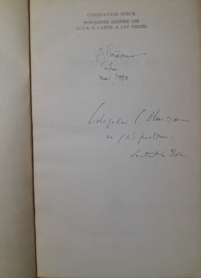 Constantin Noica Povestiri despre om - cu dedicatie si autograf foto