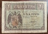 B11 - Bancnota foarte veche - Spania - 1 peseta - 1938