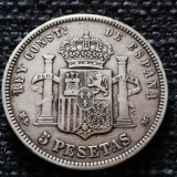 Spania 5 Pesetas 1883 argint Alfonso Xll, Europa