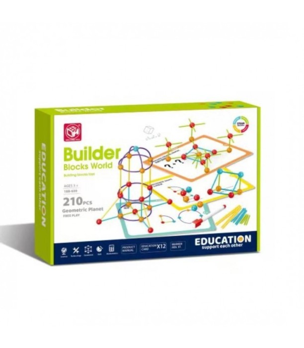 Set de constructie STEAM - Forme 3D (210 piese)