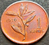 Cumpara ieftin Moneda 1 KURUS - TURCIA, anul 1970 *cod 2092 MAI RARA - A.UNC!, Europa