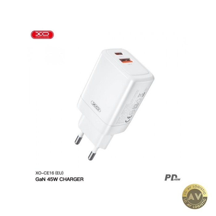 Incarcator Retea XO Design CE16 45W 3A 1 x USB-A - 1 x USB-C Alb