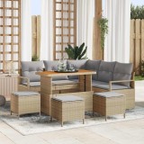 Set de Sofa de Grădină cu 9 Piese cu Pernuțe Ratan Polipropilenă Bej
