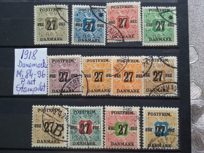 1918-Danemarca-Porto-Partial set-Stampilate-Mi=260$-RARE foto