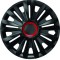 Set capace roti 14&#039;&#039; ,negre cu inel rosu royal, 4buc, Mega Drive