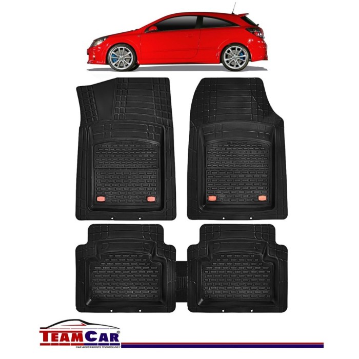 Covorase Auto TeamCar&reg;Tip Tavita Compatibile Opel Astra H Coupe (2004-2014) Negru Material Rezistent