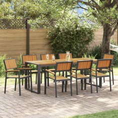 vidaXL Set de masă pentru grădină 9 pcs negru și maro 200 x 90 x 75 cm