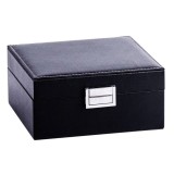 Cutie caseta eleganta pentru depozitare si organizare 6 ceasuri sau bijuterii, model Pufo Royal Premium, negru