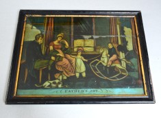 &quot;Father&#039;s joy&quot; mezzotinta lipita pe sticla 1809
