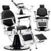 Scaun Frizerie BarberKing Logan Enzo, Hidraulic, Rotativ, Piele Eco, Inclinare Ajustabila, Suport Picioare, Tetiere, 200kg, Salon Barber Shop