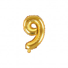 Balon Folie Cifra 9 Auriu, 35 cm