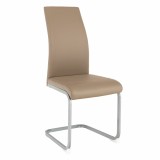 Cumpara ieftin Scaun dining piele ecologica maro taupe metal gri Nobata 42x56x99 cm