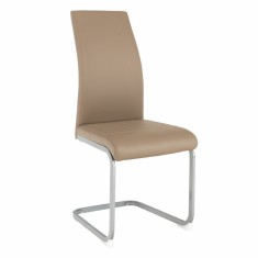 Scaun dining piele ecologica maro taupe metal gri Nobata 42x56x99 cm