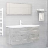 Set mobilier de baie, 2 piese, gri beton, PAL