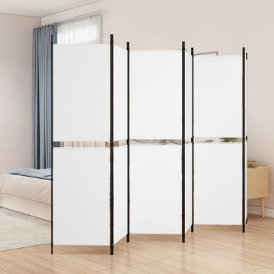 vidaXL Paravan cameră cu 6 panouri, alb, 300 x 180 cm, textil foto