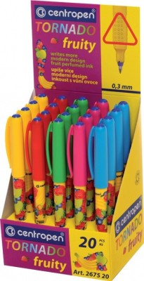 Rollerball 0.5 mm Centropen Tornado Fruity 2675 corp color, scriere albastra foto