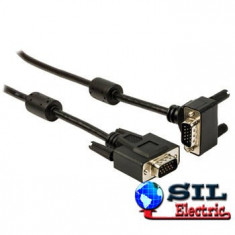 Cablu VGA tata - VGA tata, conector cotit, negru 2m Valueline foto