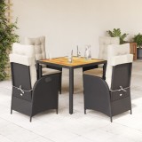 VidaXL Set mobilier de grădină cu perne, 5 piese, negru, poliratan