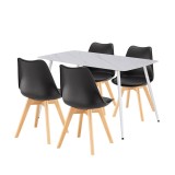 Ravena 4+1 set de sufragerie alb-negru